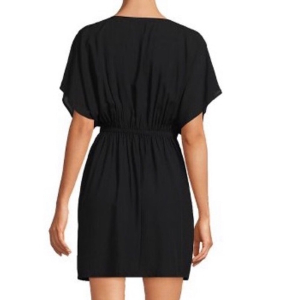 Lands' End Med/Large Black Drawstring Waist Tunic Swimsuit Cover Up 100% Modal - Picture 2 of 11